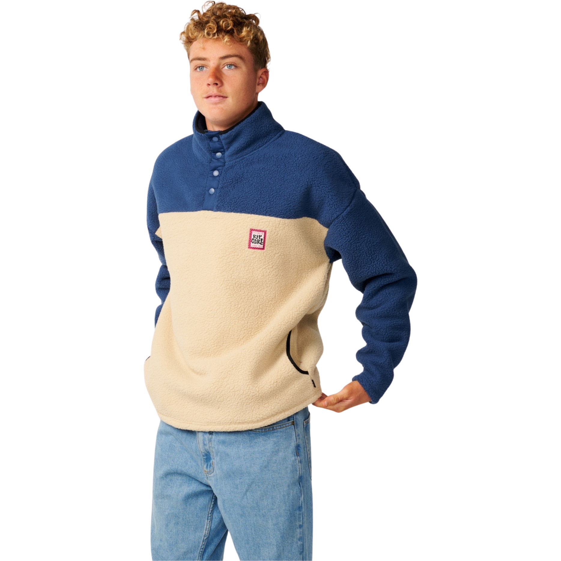 2026 Rip Curl Mens Streamline Half Colar Polar Zip Thru Fleece 0CPMFL - Khaki Sand